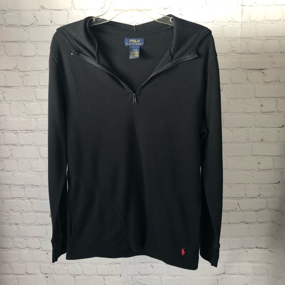 Ralph Lauren POLO RALPH LAUREN SLEEPWEAR Thermal Long T-shirt Waffle Men's XL cotton black type Vintage Second Hand